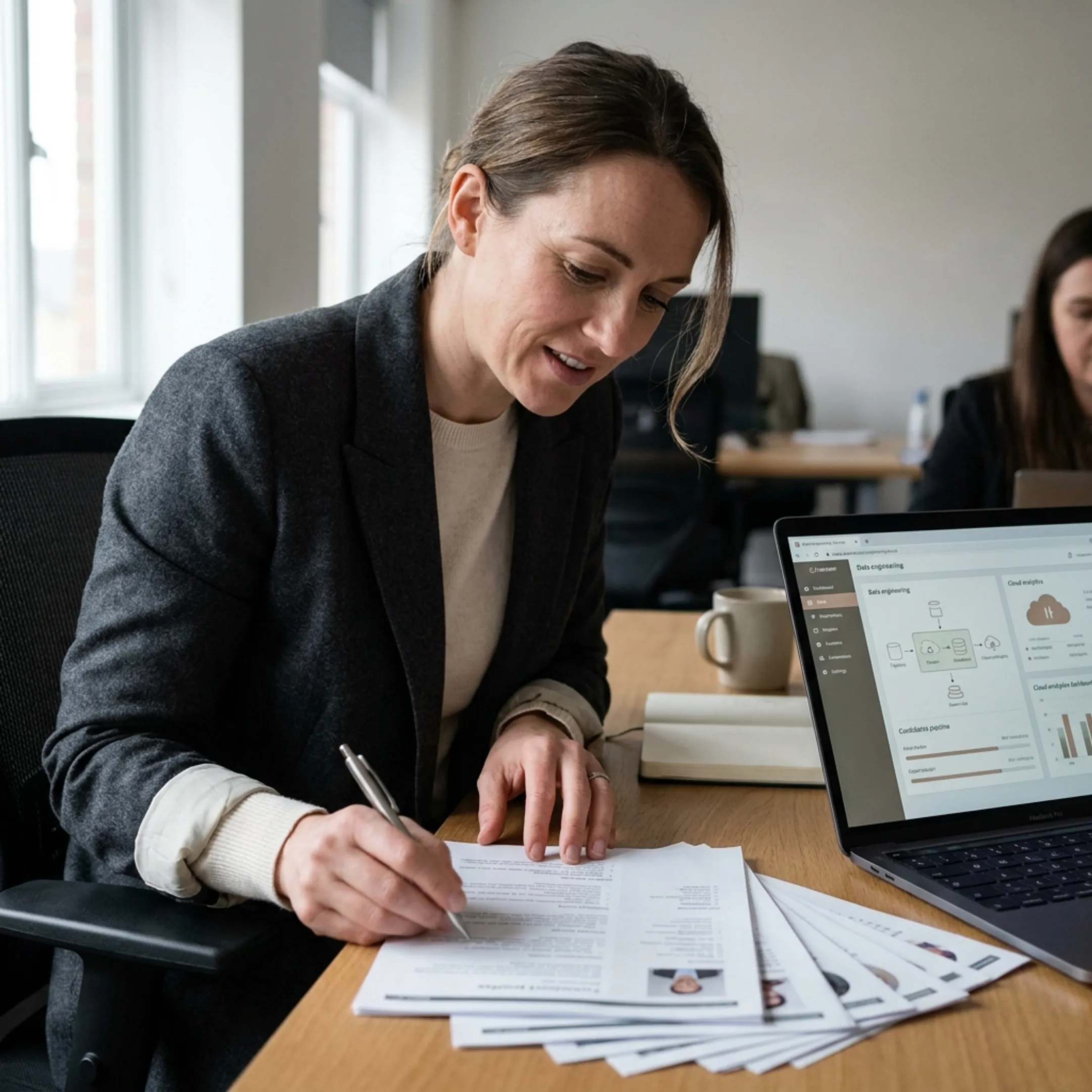 Recruiter reviewing data engineer profiles