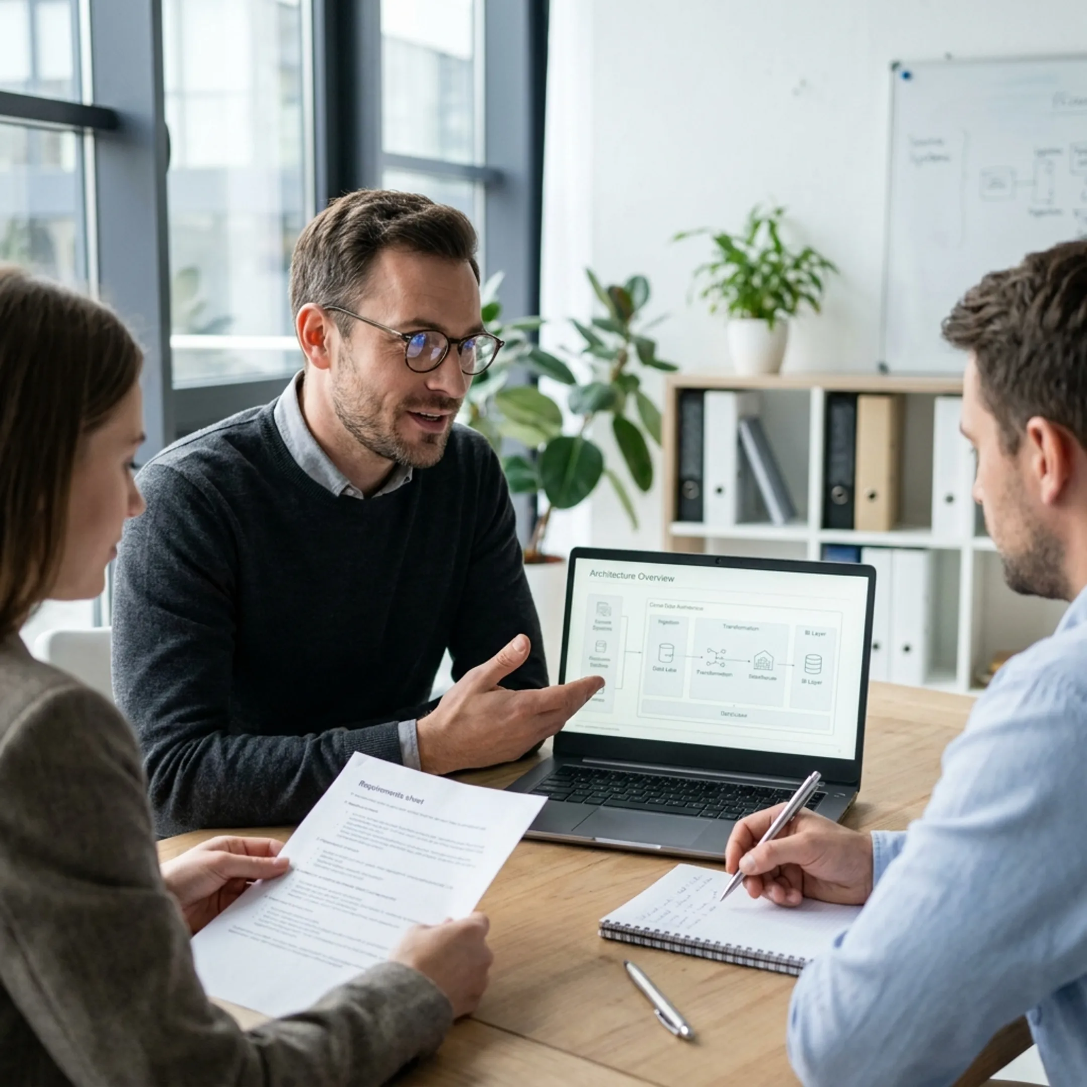 Data engineering professional collaborating with a hiring team