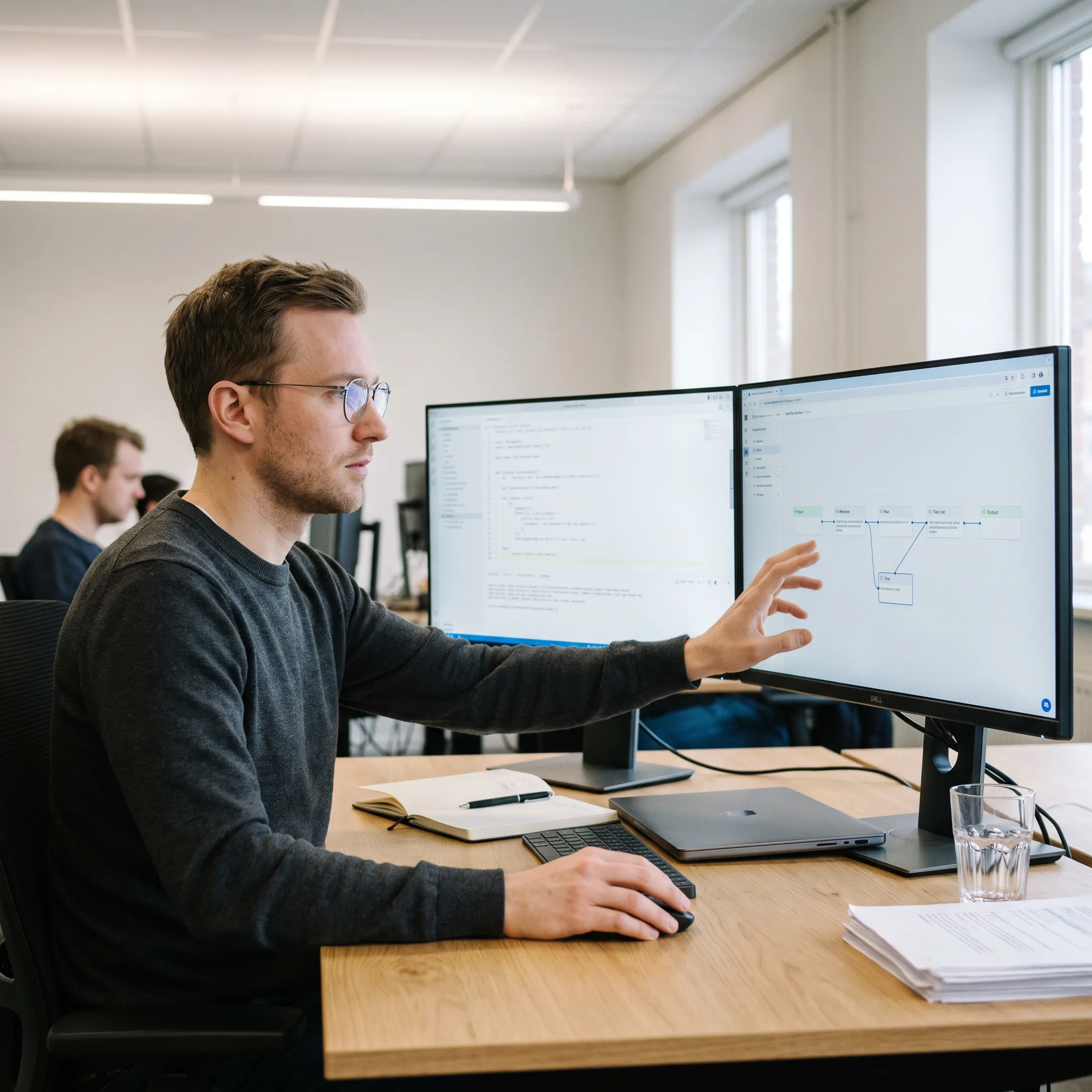 AI developer working on custom intelligent automation solution