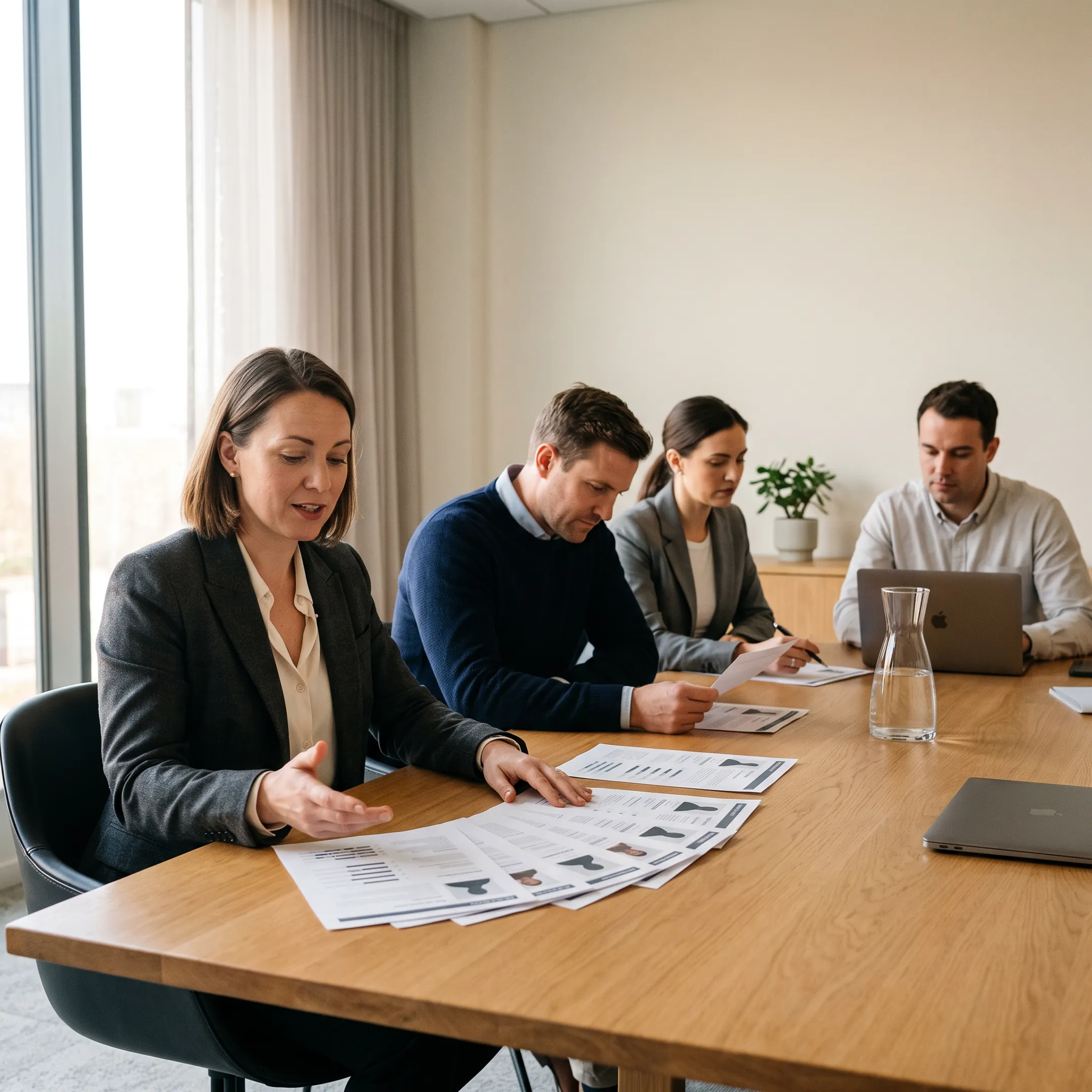 Recruitment specialist presenting AI talent profiles
