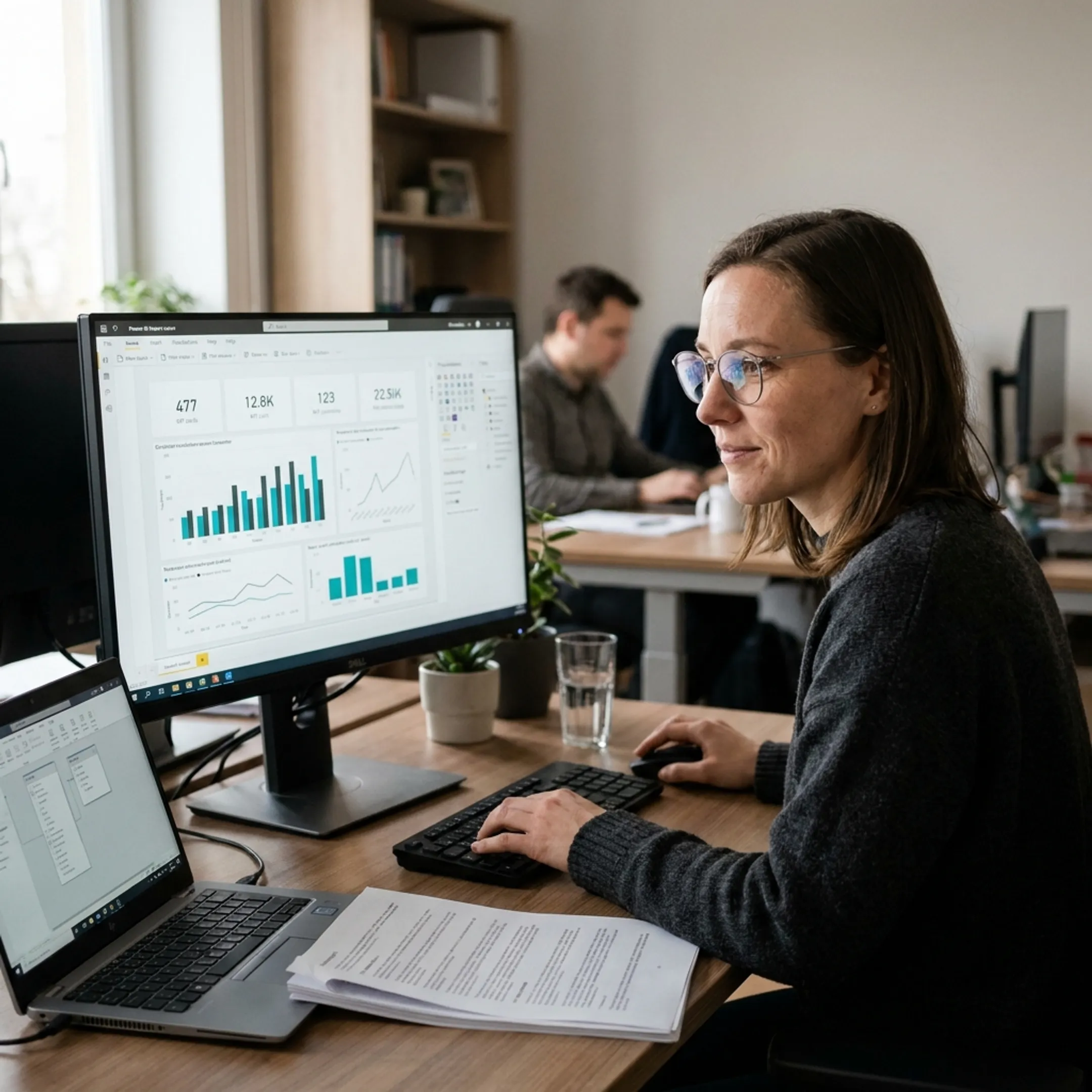 Power BI developer creating business intelligence reports