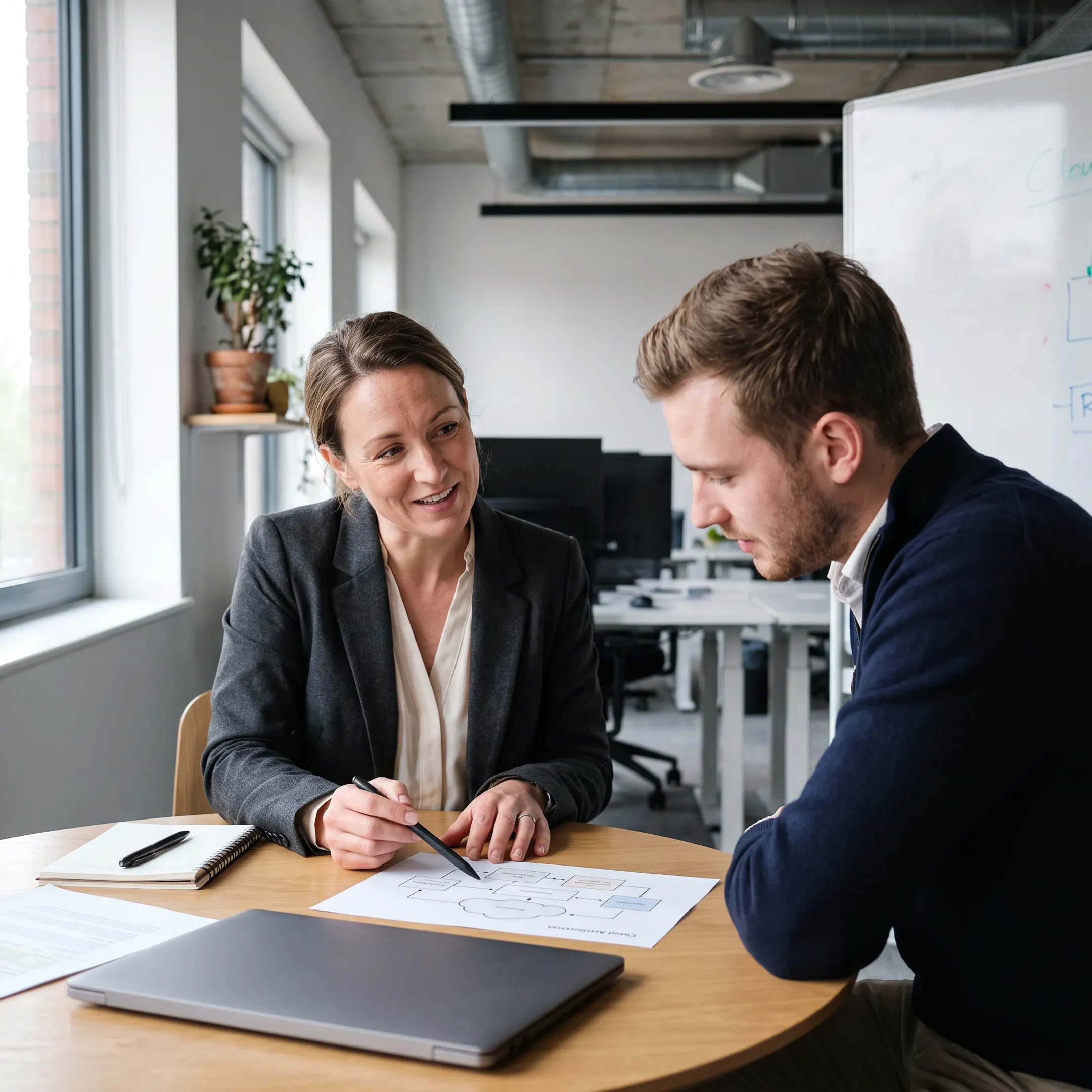 Recruiter discussing AWS technology careers with a professional candidate