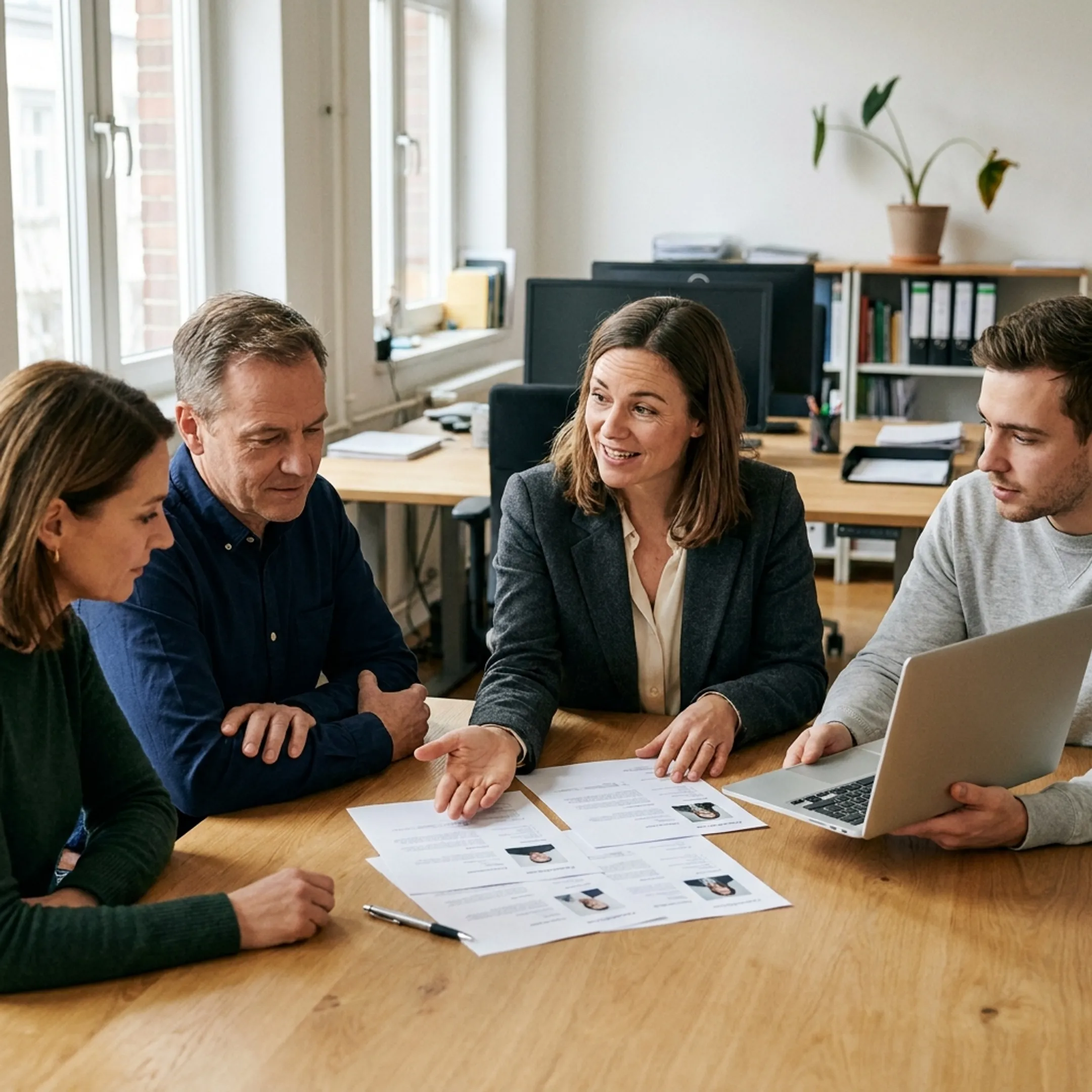 Recruitment team reviewing cloud accounting candidates with hiring managers