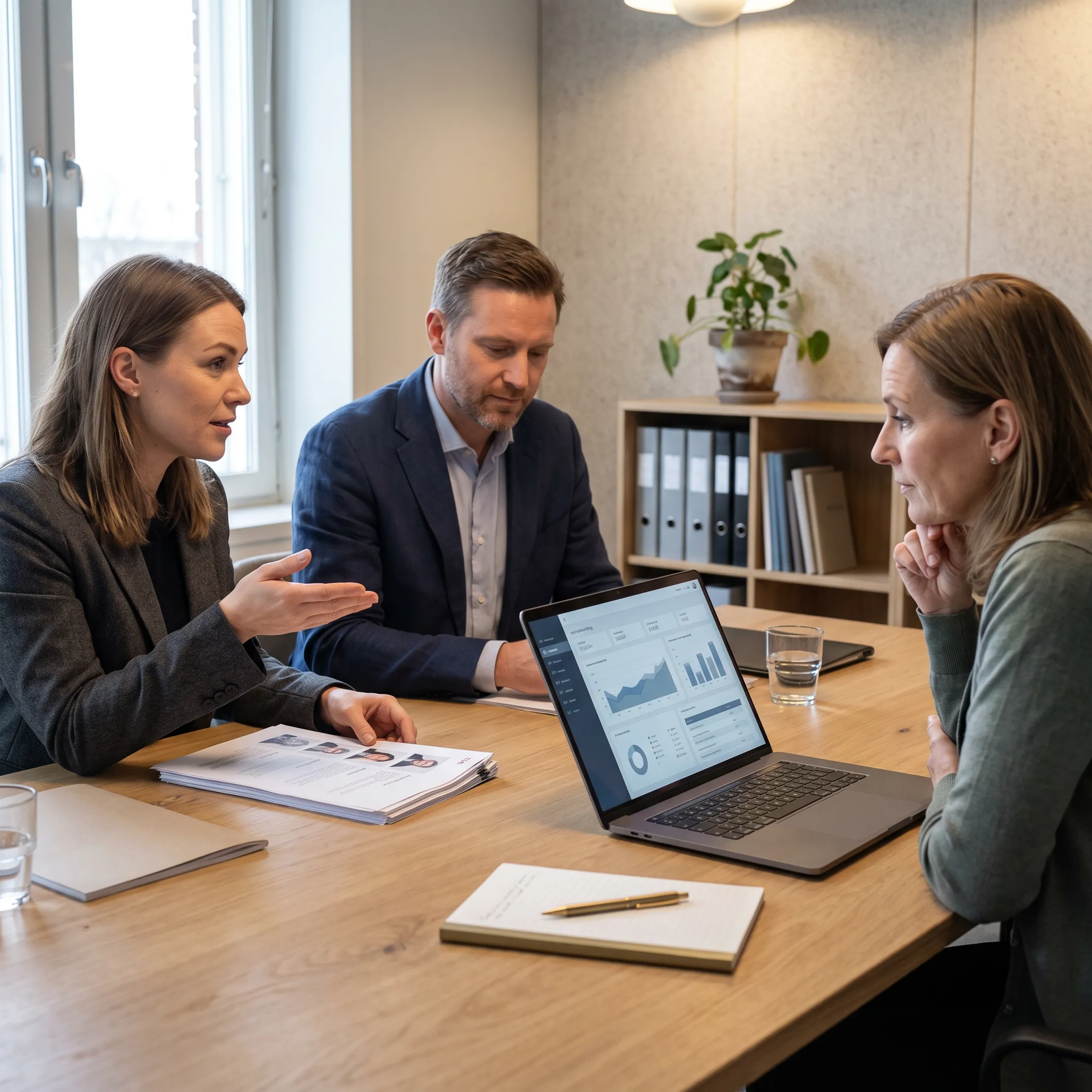 Finance hiring specialists discussing cloud accounting recruitment