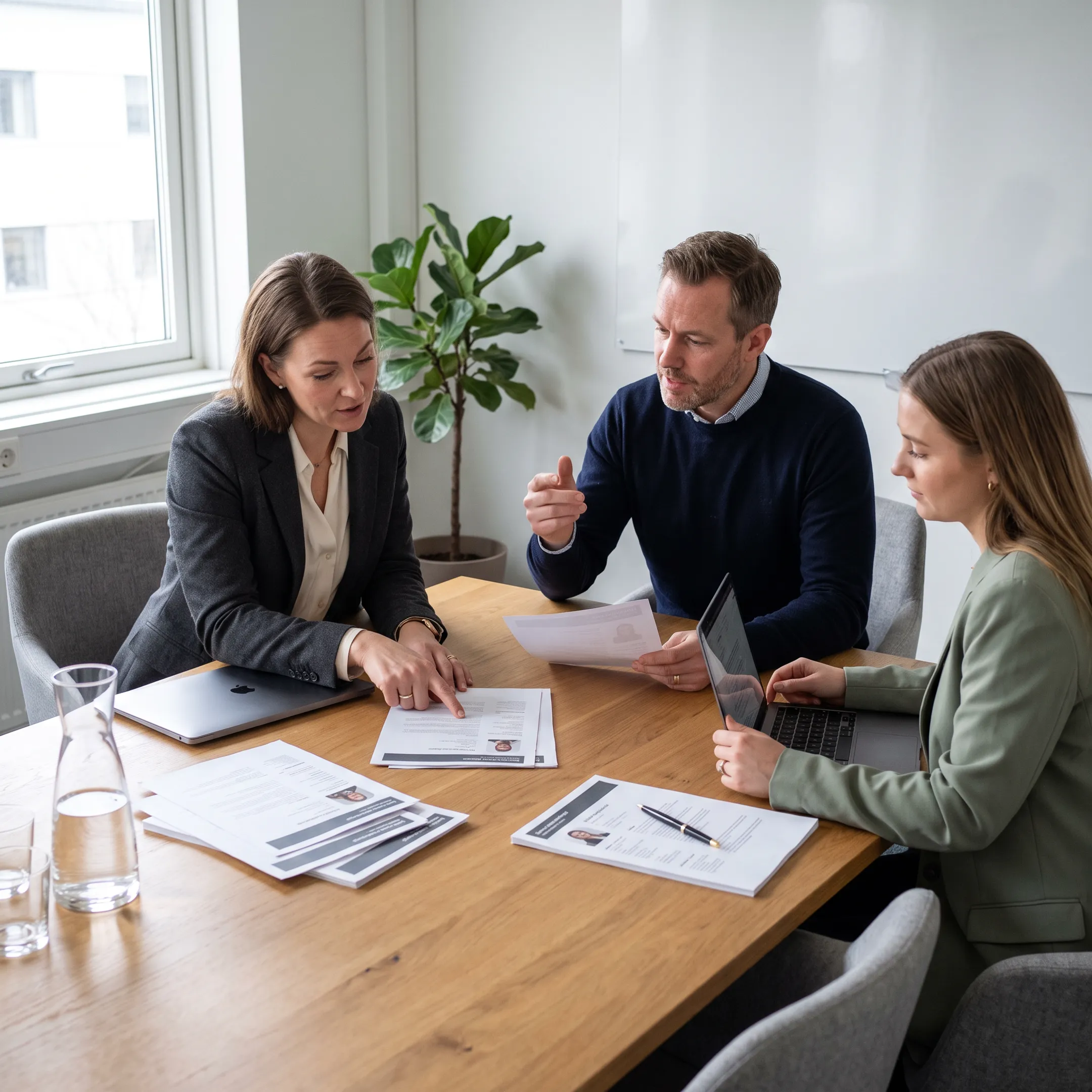 Internal audit recruitment team reviewing candidate profiles