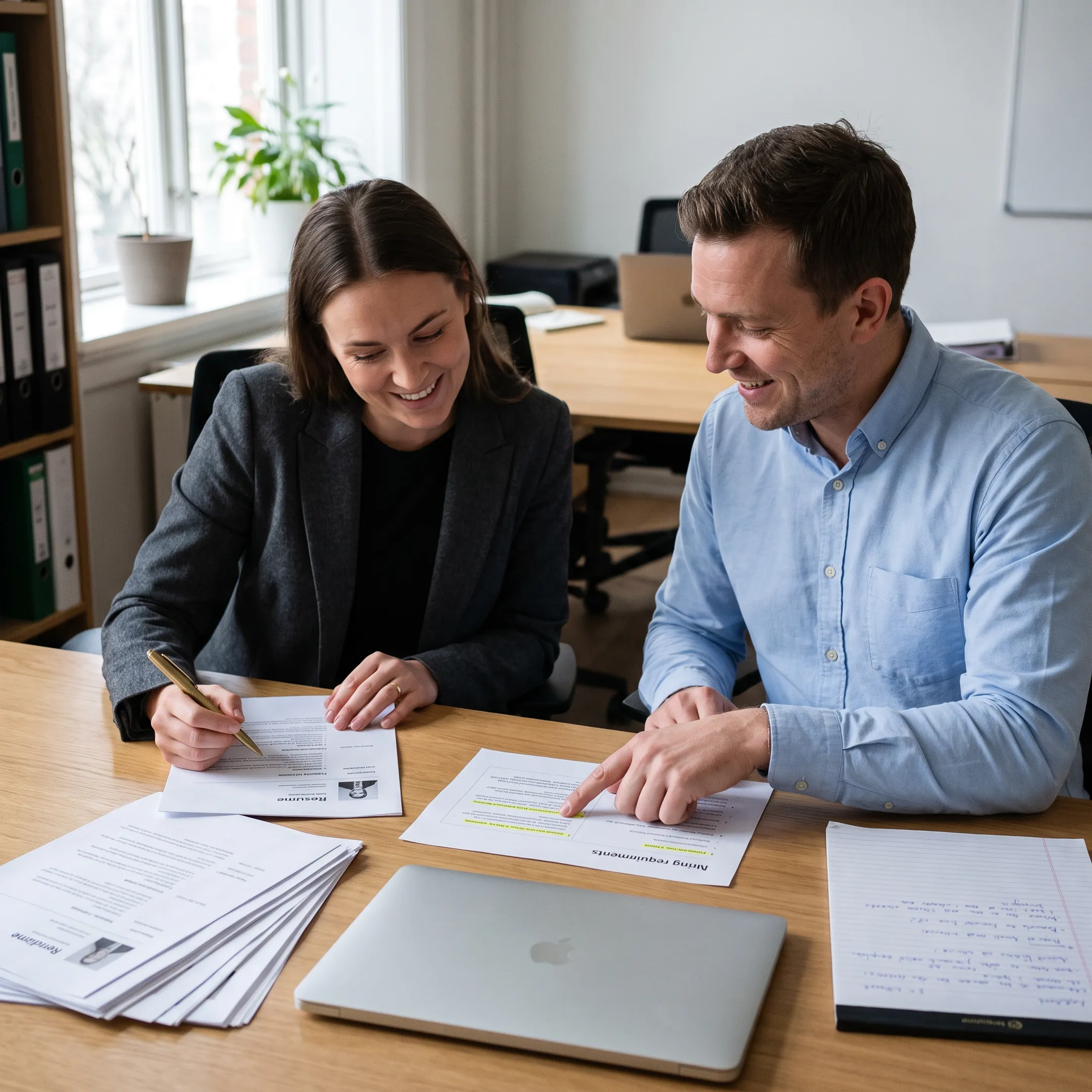 Finance recruiter reviewing accounts payable candidates with a hiring manager