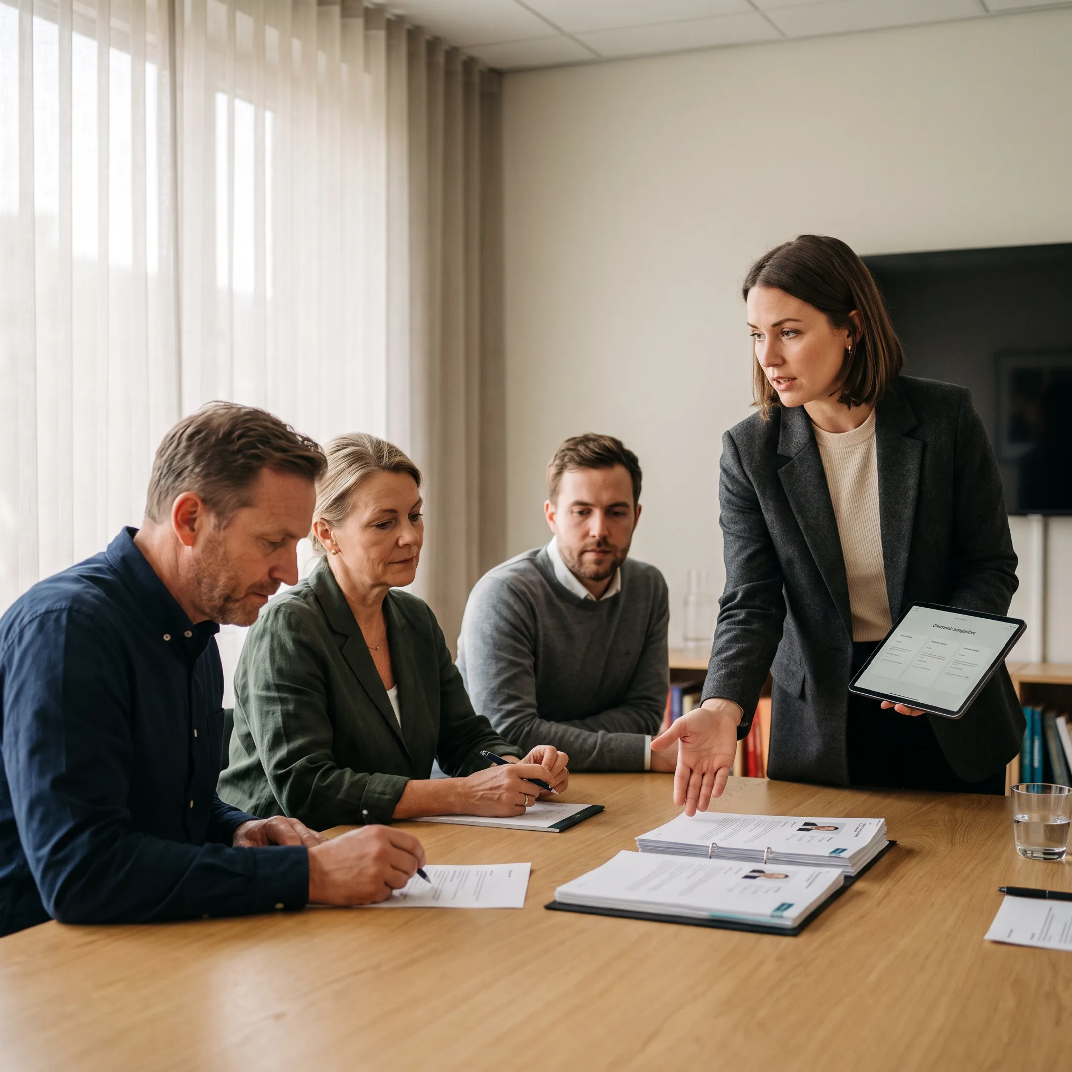 Technology staffing consultant presenting qualified candidates to a hiring team