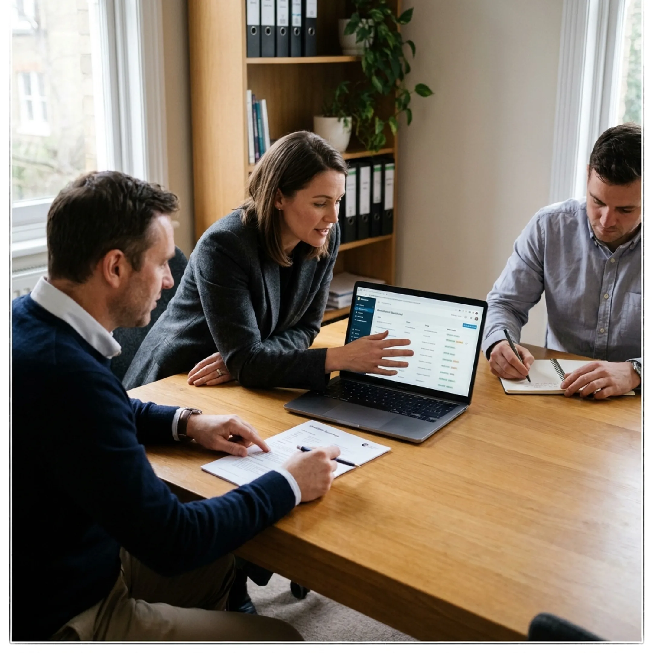 Recruitment specialists reviewing qualified candidates for an enterprise hiring plan