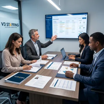 Enterprise recruiters reviewing hiring strategy