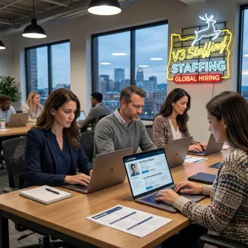 SaaS talent acquisition team reviewing candidate profiles