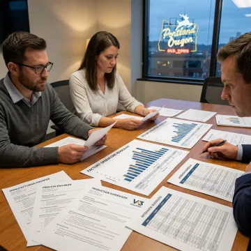 Recruitment team coordinating manufacturing staffing process