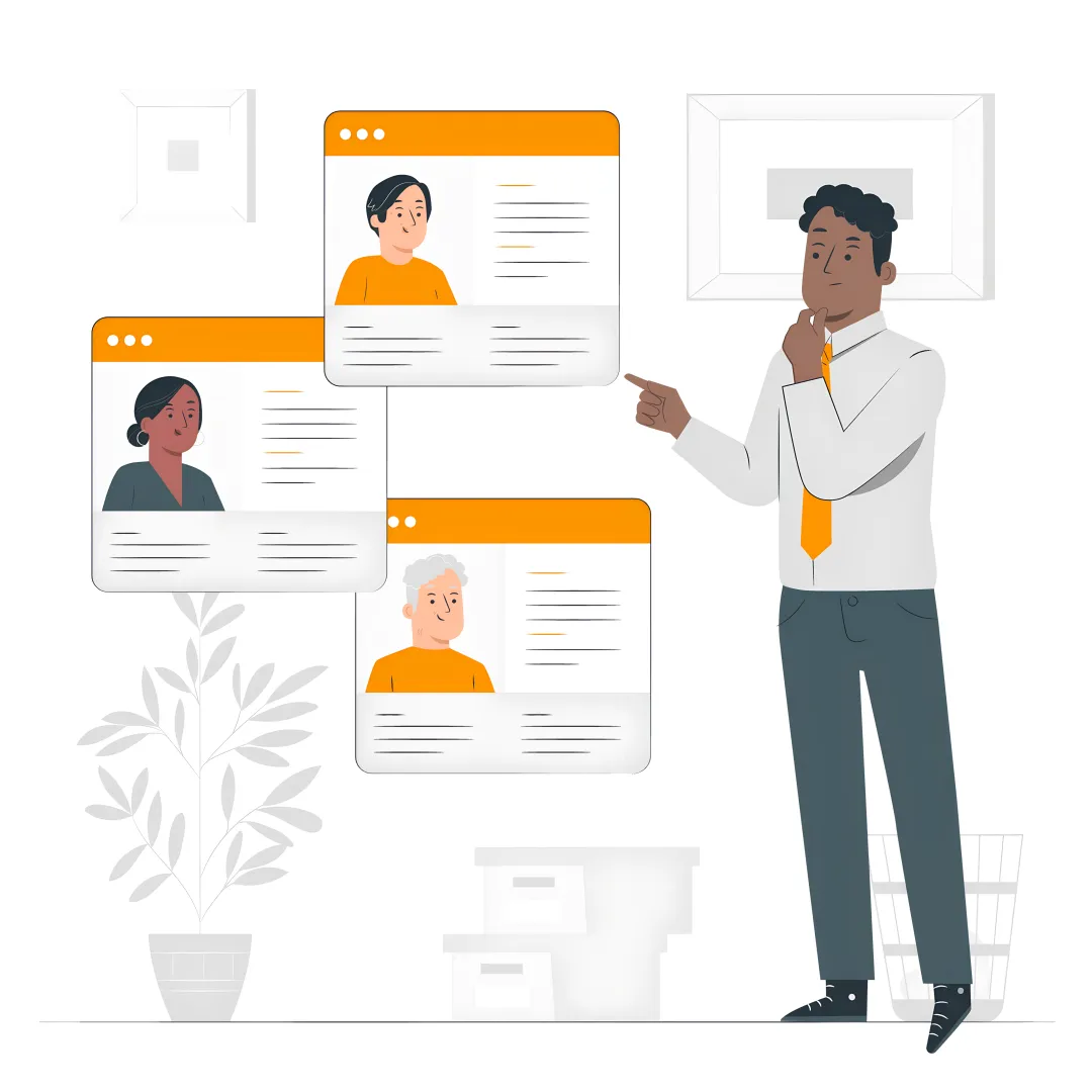 Data recruitment team reviewing analytics candidates