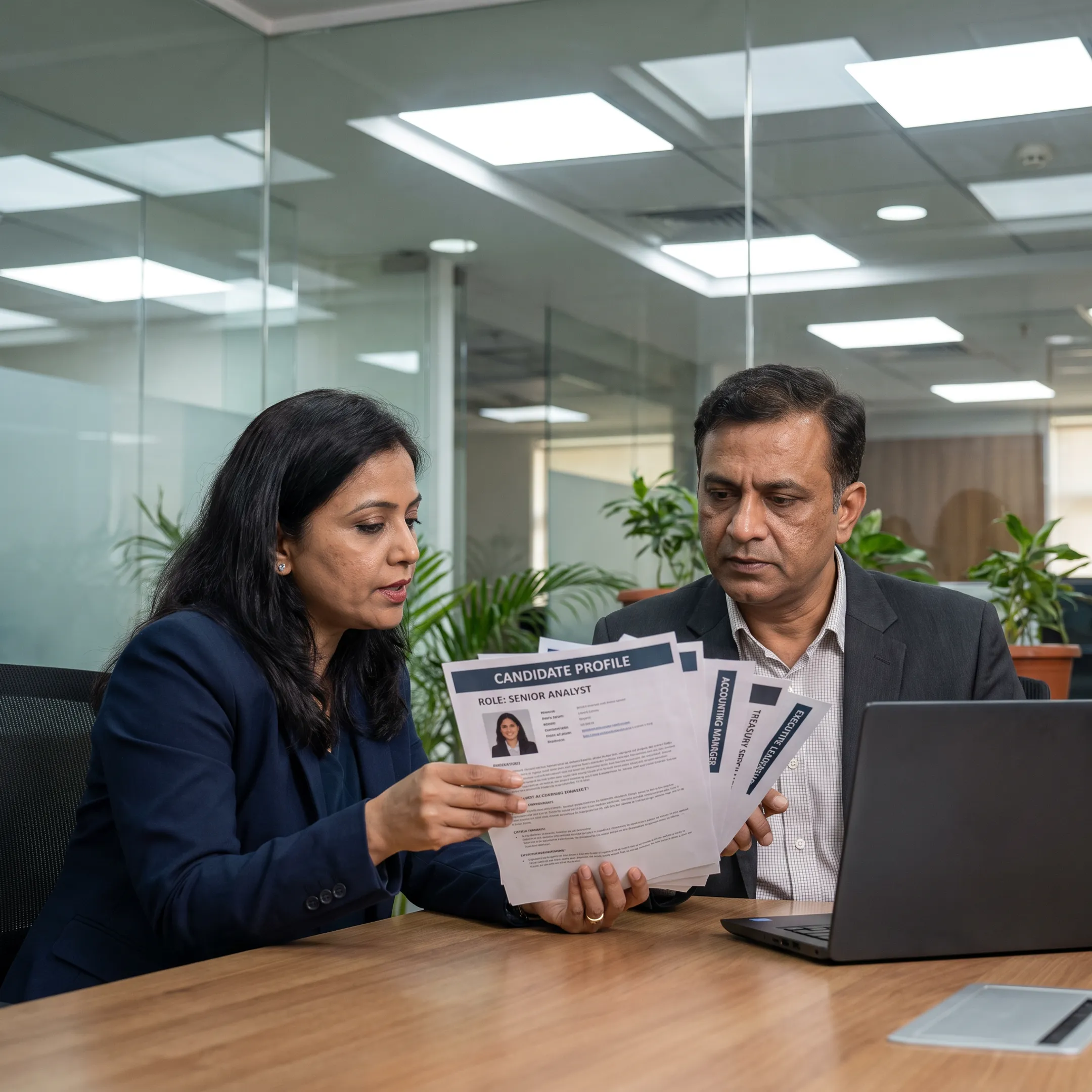 Finance recruiter presenting shortlisted candidates to an employer