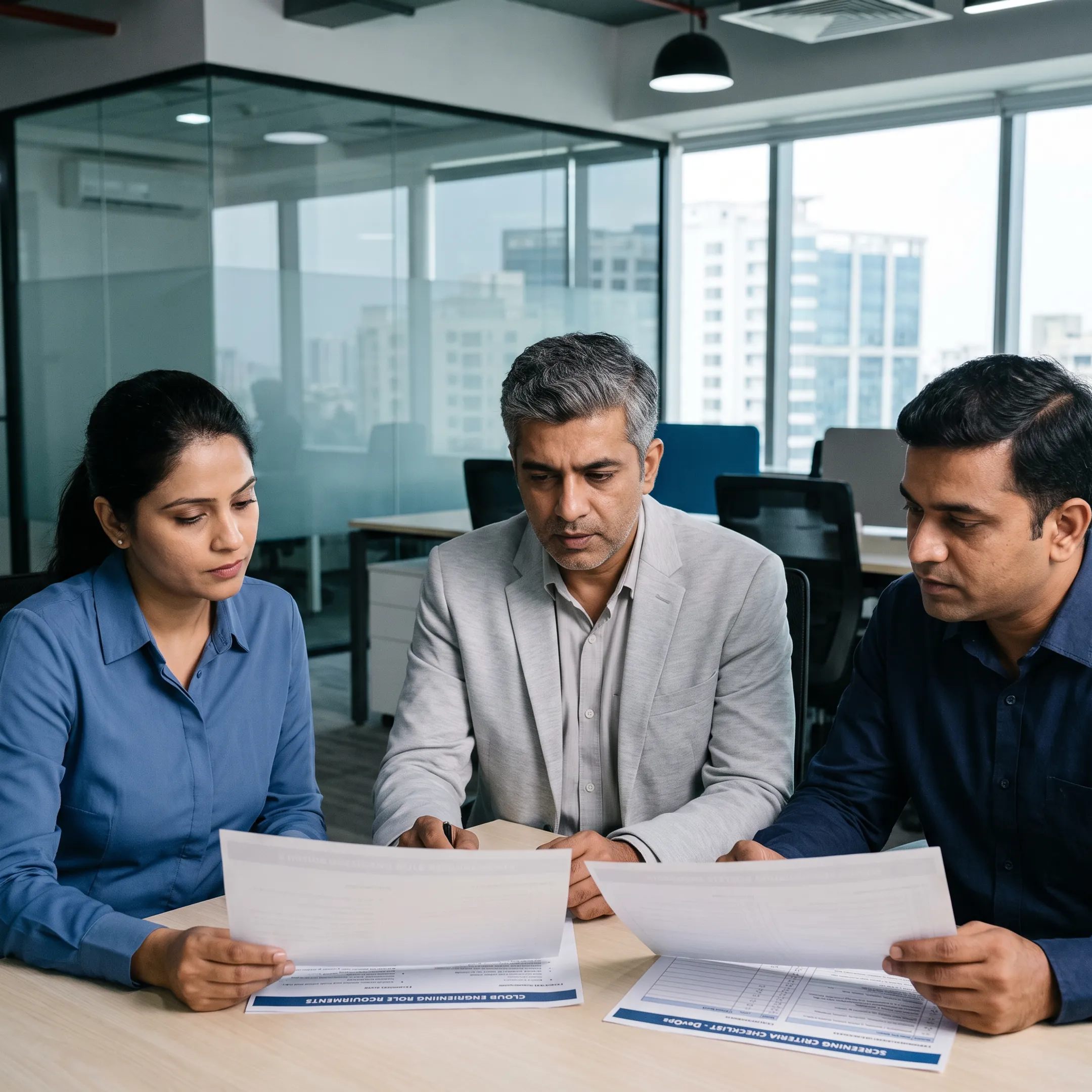 Hiring specialists discussing a DevOps engineering recruitment strategy