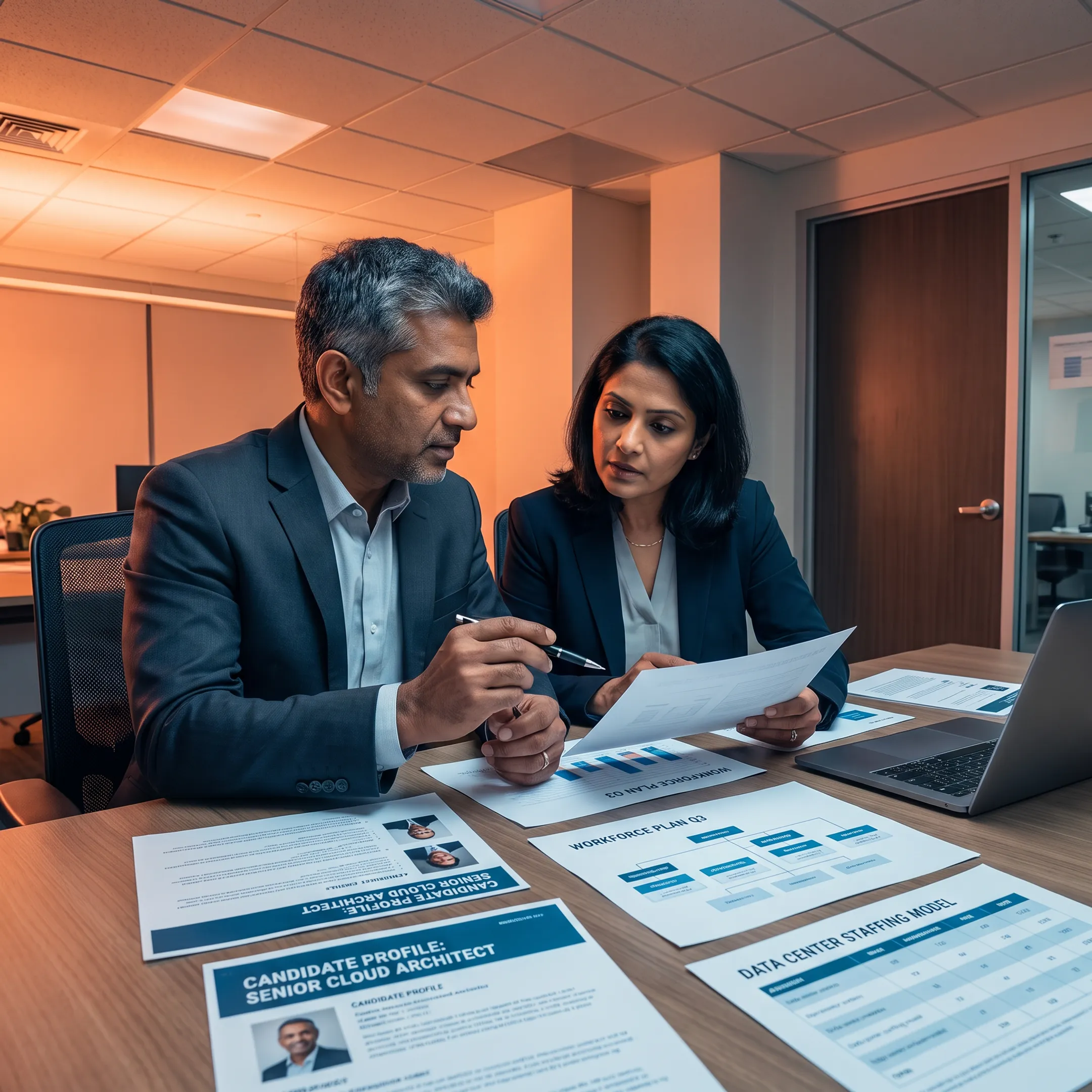Recruiter consulting with a client about data center workforce needs