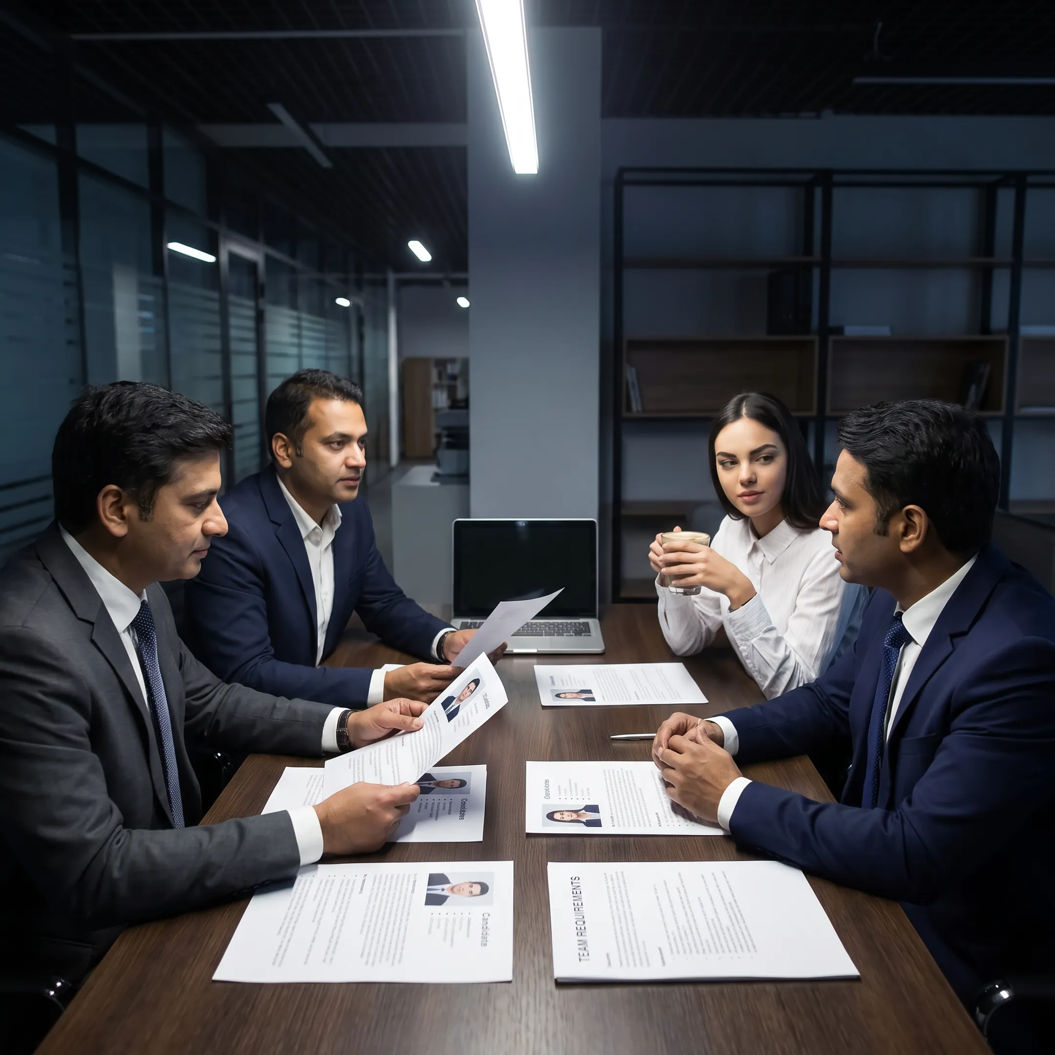 Hiring specialists assessing a prompt engineer candidate for an AI team