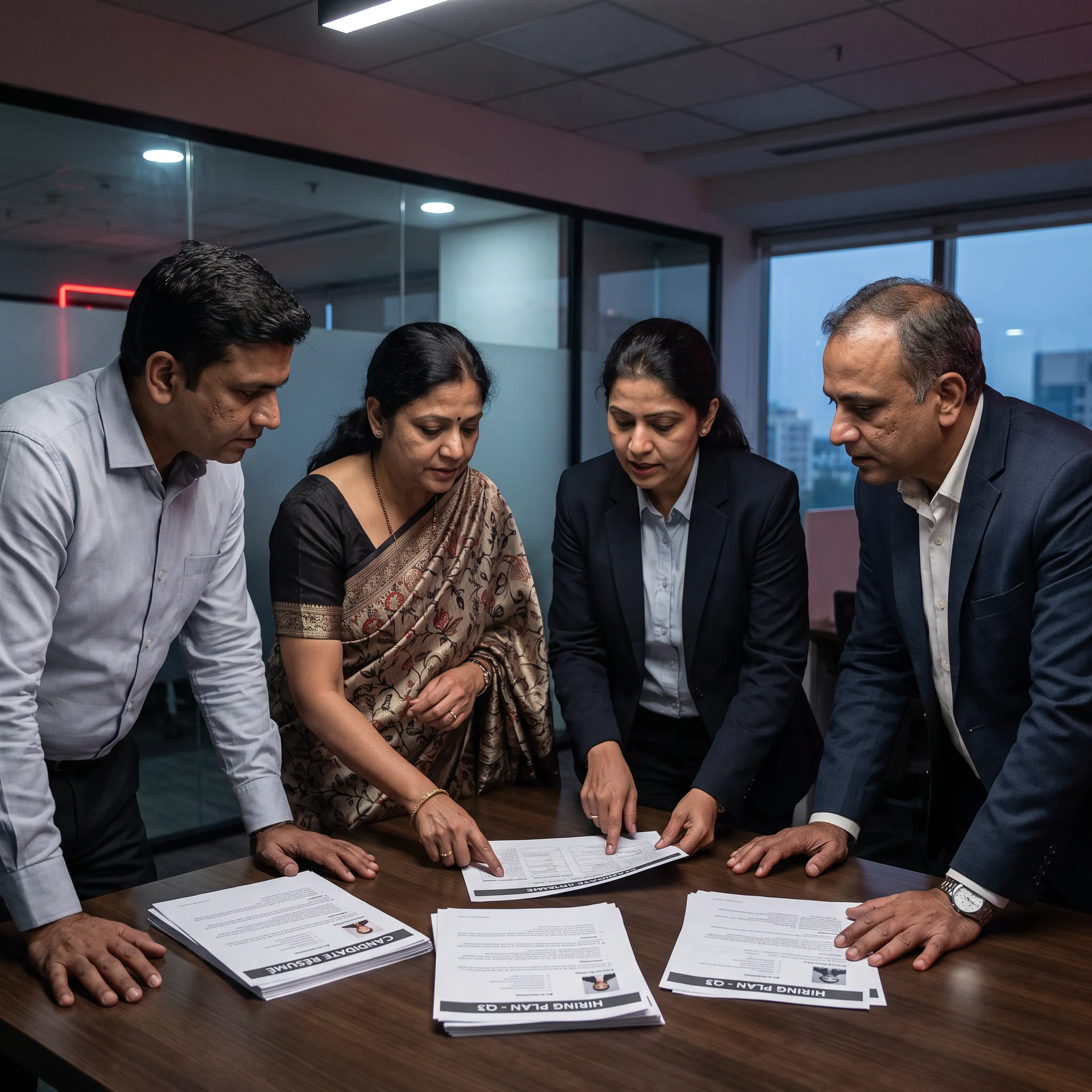 Recruitment team evaluating qualified candidates for an employer