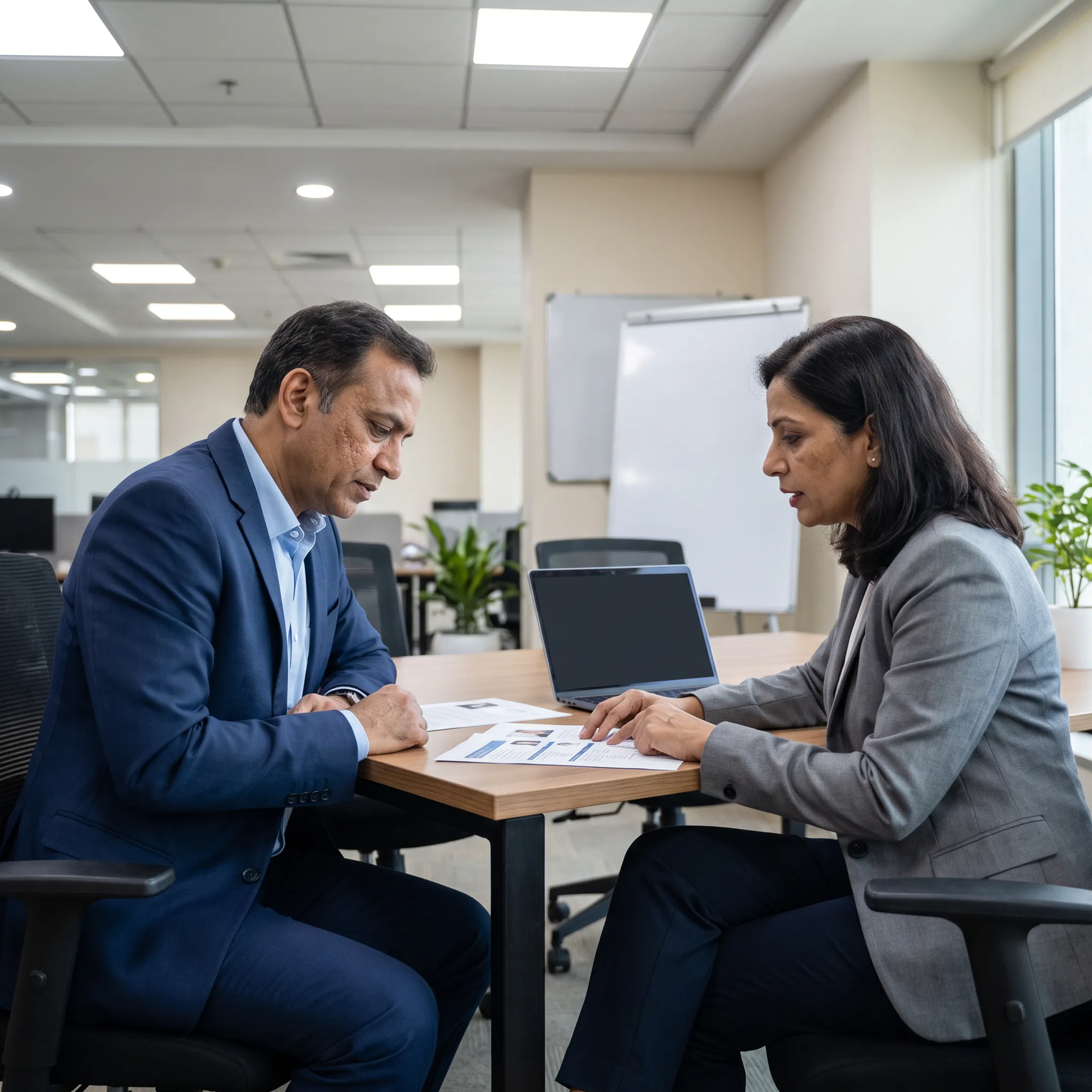 Recruitment specialist presenting shortlisted candidates to a business client
