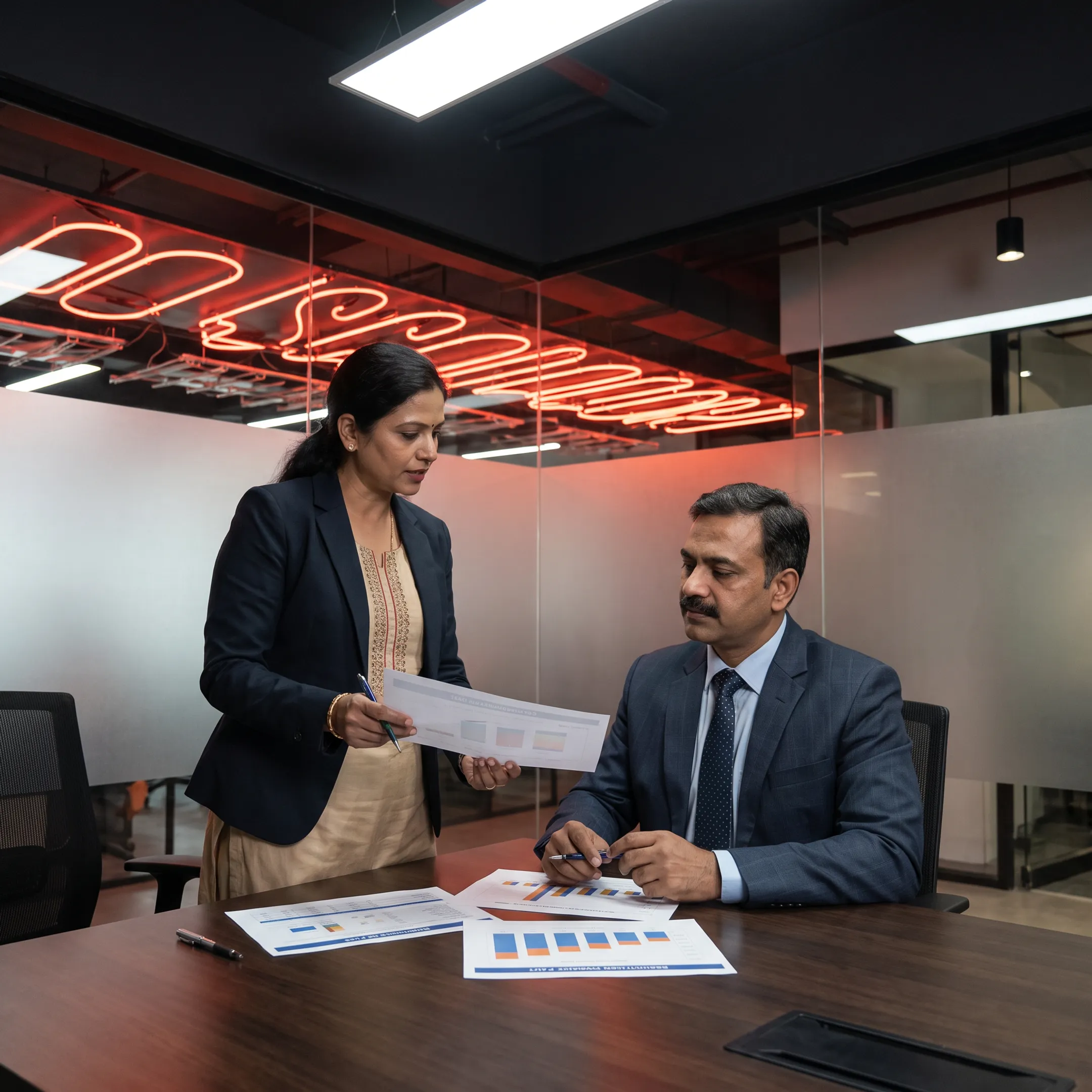 Staffing specialists discussing a workforce plan with a business client