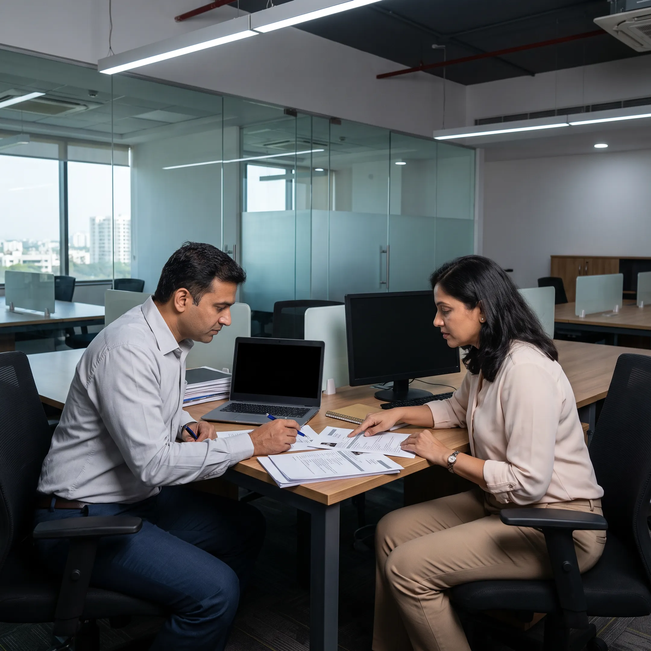 Recruitment team reviewing technology candidates with hiring managers