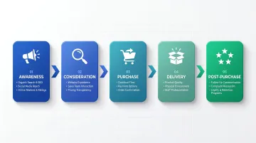 Five-stage brand experience audit framework from awareness to post-purchase touchpoints