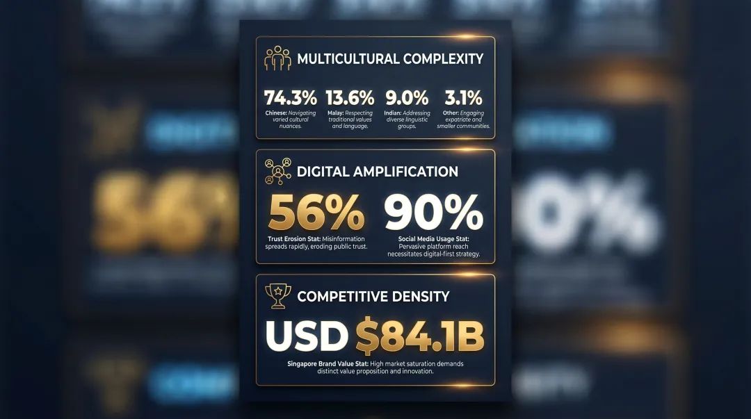 Three key Singapore market brand pressure factors with supporting statistics