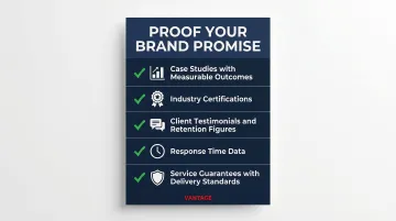 Brand promise proof elements checklist case studies certifications testimonials guarantees