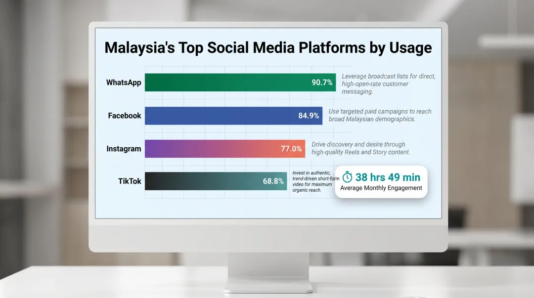 Malaysia top social media platforms ranked by monthly usage and engagement statistics