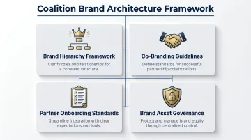 Coalition loyalty brand architecture framework four-pillar governance structure infographic