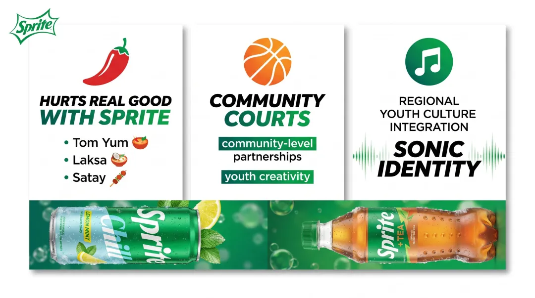 Sprite ASEAN It's That Fresh campaign three cultural pillars strategy breakdown infographic