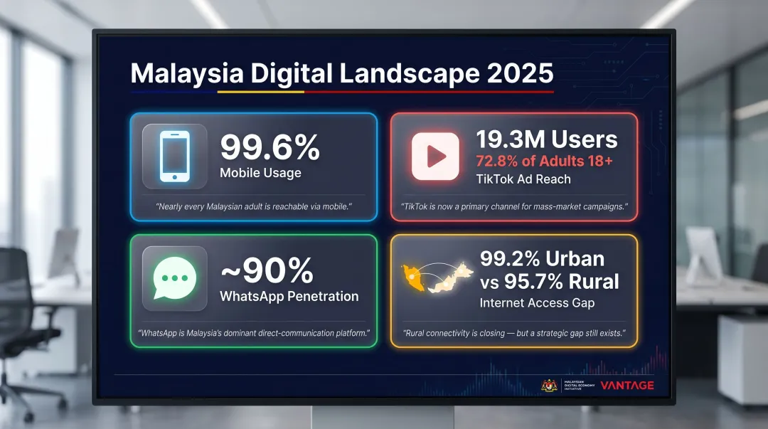 Malaysia digital platform statistics mobile usage TikTok WhatsApp reach by region