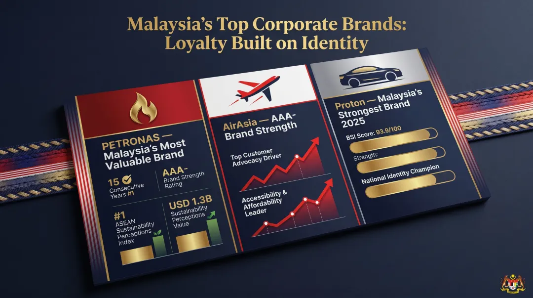 PETRONAS AirAsia Proton Malaysian brand strength metrics comparison infographic