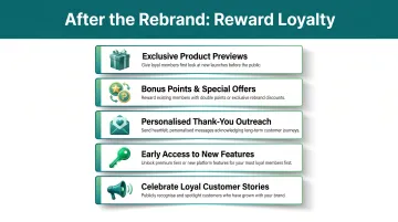 5 post-rebrand loyalty reinforcement tactics to retain Malaysian customers infographic
