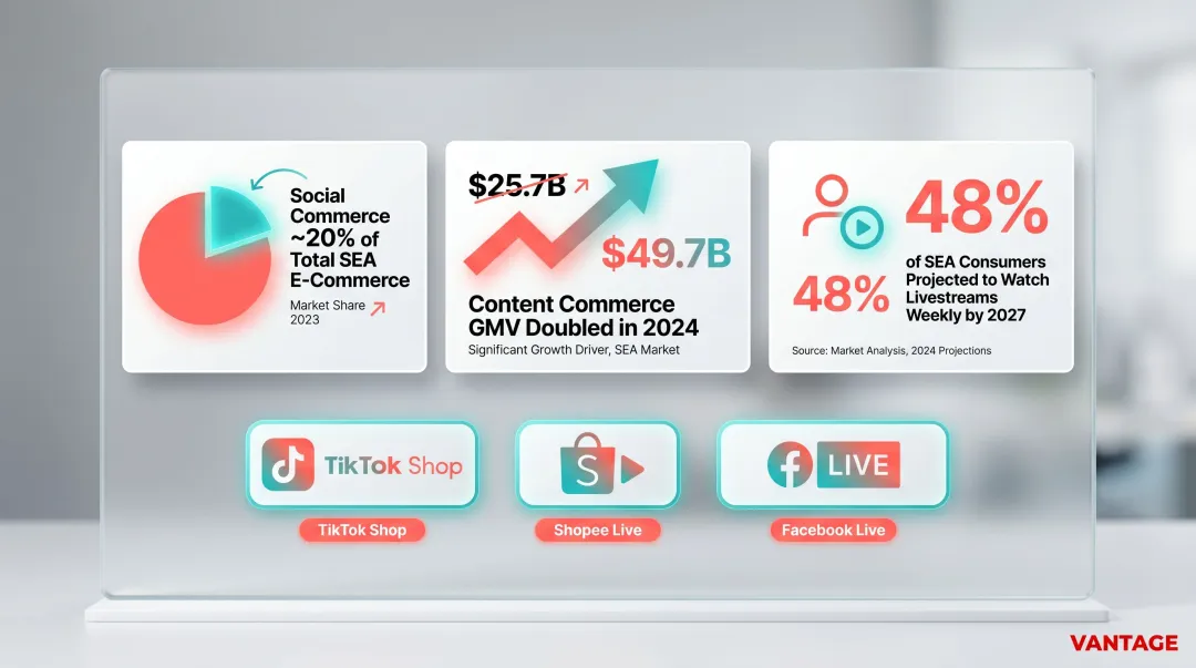 Southeast Asia social commerce growth and platform dominance statistics infographic