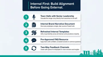 Five internal post-merger brand awareness tactics for Singapore organizations infographic