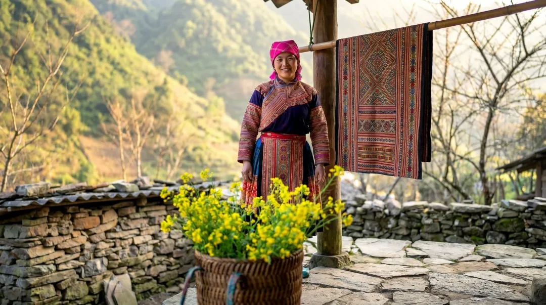 Community-based ecotourism village in Vietnam mountainous region with local residents