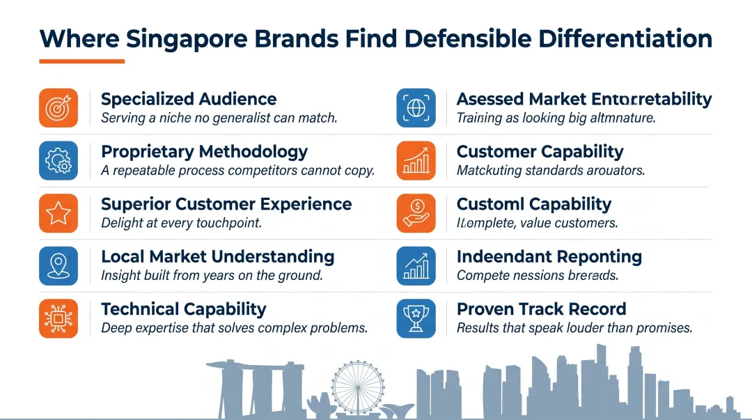 6 defensible brand differentiation strategies for Singapore market businesses