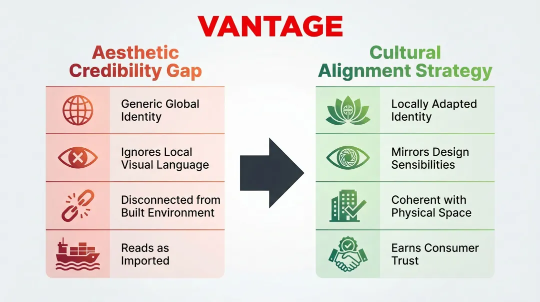 Brand aesthetic credibility gap versus cultural alignment strategy comparison for Vietnam market entry