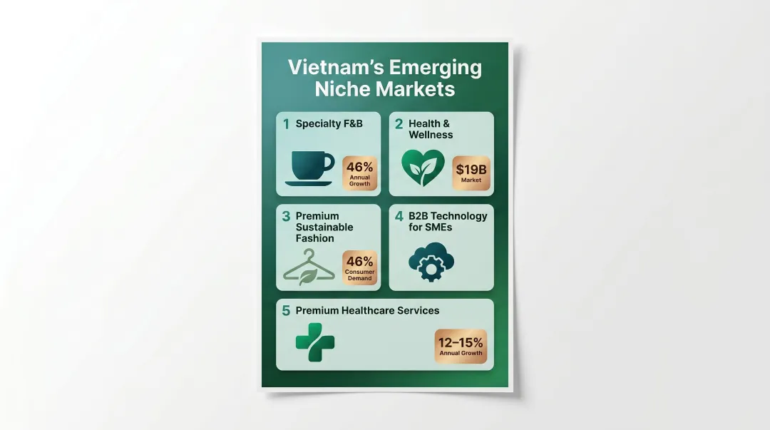 Five fast-growing Vietnam niche market categories with size and growth data