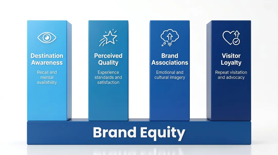 Four pillars of destination brand equity awareness quality associations and loyalty framework