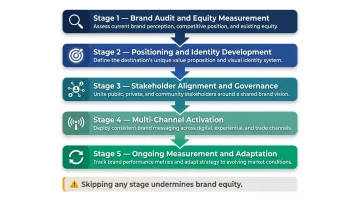 Five-stage destination brand strategy sequence from audit to ongoing measurement and adaptation