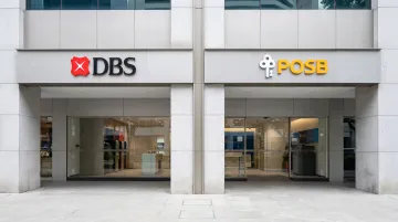 DBS Bank and POSB co-branded signage showing endorsed brand architecture in Singapore