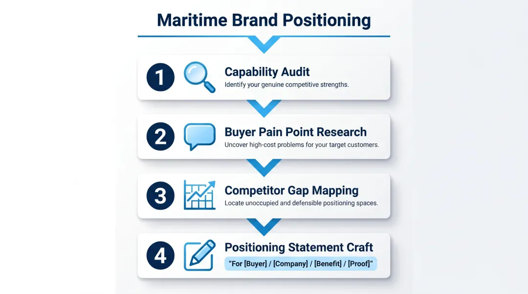 Four-step maritime brand positioning process from audit to positioning statement
