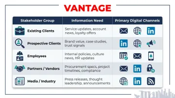 Post-merger stakeholder communication matrix mapping groups channels and information needs