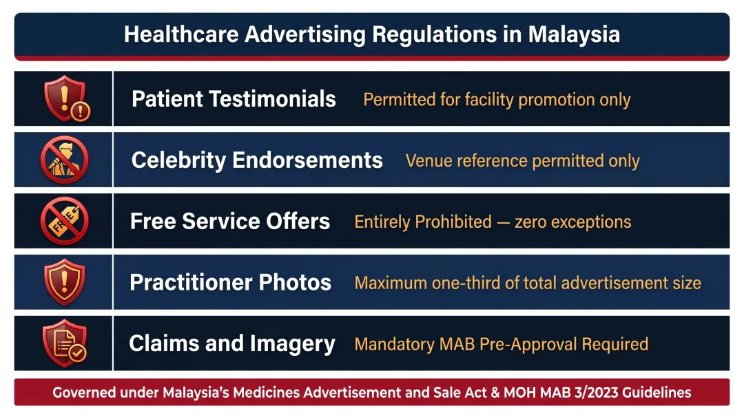 Malaysia Ministry of Health healthcare advertising regulatory restrictions infographic
