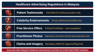 Malaysia Ministry of Health healthcare advertising regulatory restrictions infographic