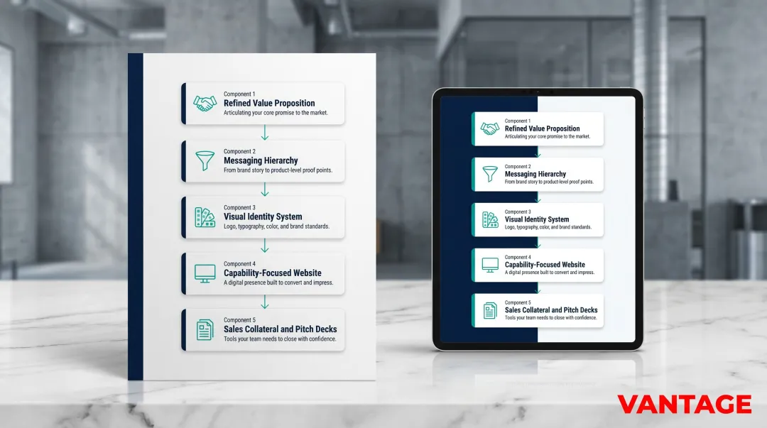 Five-component manufacturing brand platform development process flow diagram