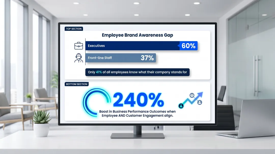 Gallup employee brand alignment statistics showing engagement gap across organizational levels
