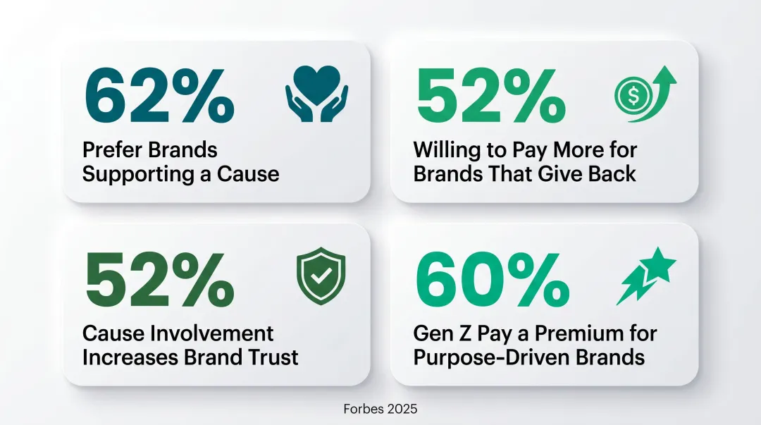 Customer brand loyalty statistics showing purpose-driven purchasing behavior and willingness to pay premium