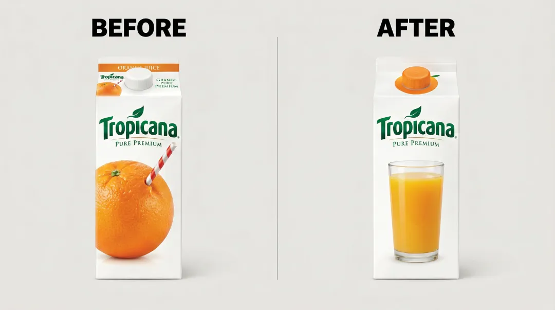 Side-by-side brand failure and success case study examples in corporate rebranding